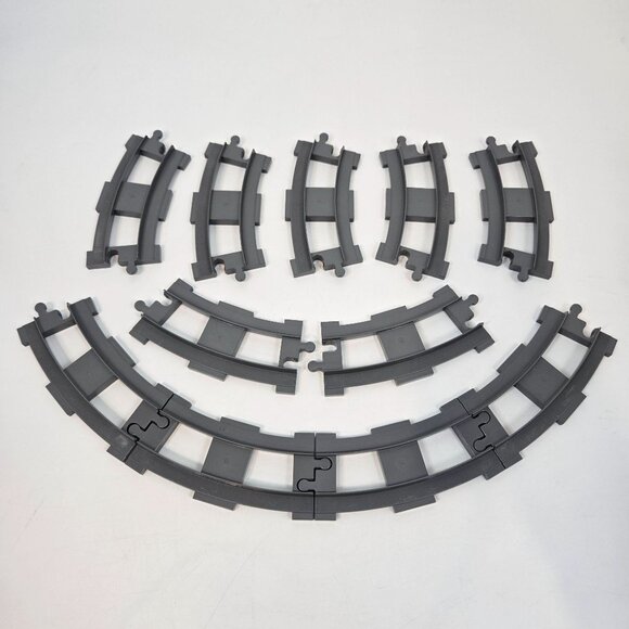 Lego Duplo Dark Gray Train Tracks Curved Short Lot of 11 Pieces #6378 6" - Picture 2 of 4